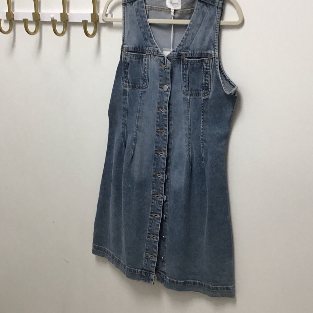 Dear John Sabrina Button-Front Denim Dress in Light Blue